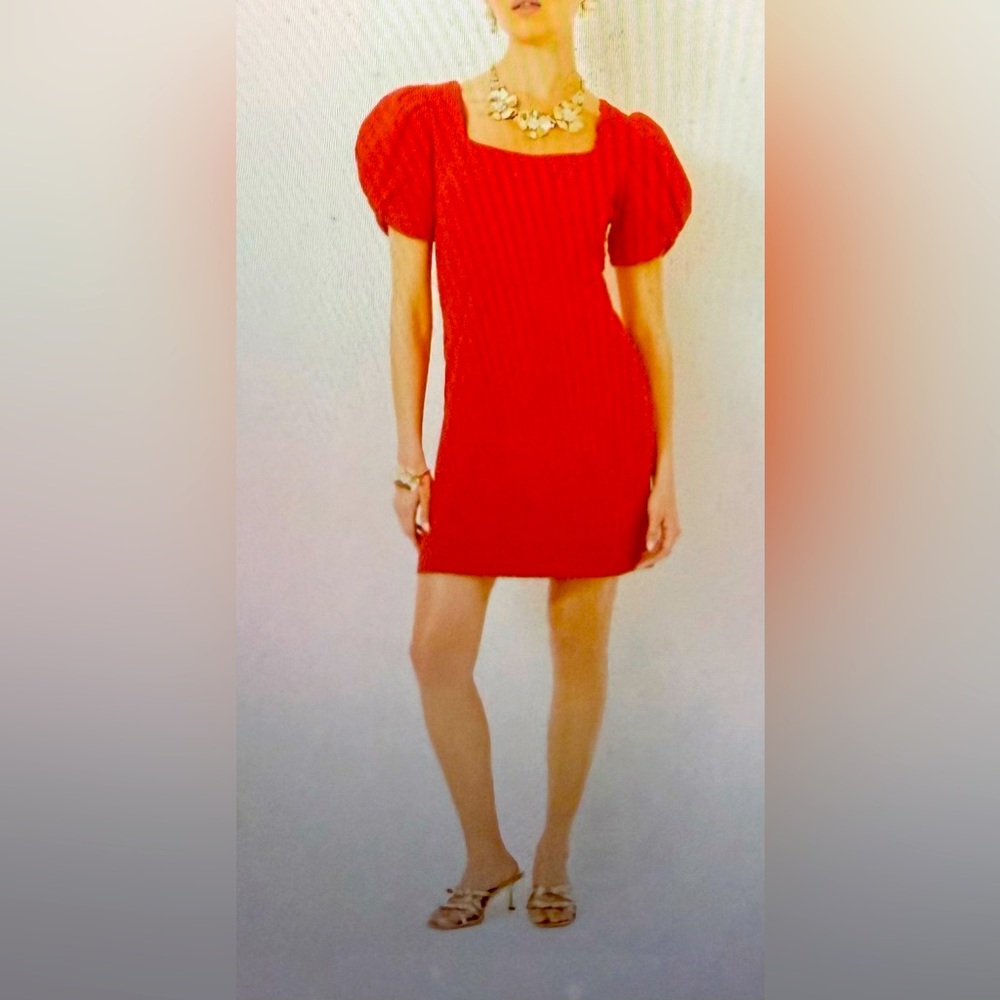 Lilly Pulitzer Red Puff Sleeve Midi Dress